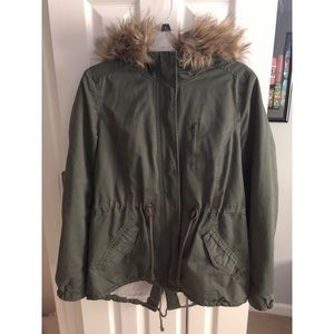 Divided by H&M Military Coat with Faux Fur Hood